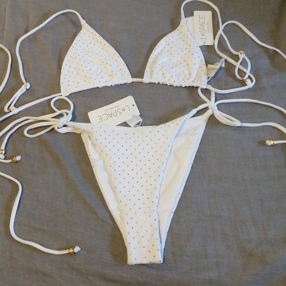 L*Space Kara Wrap Bikini Top String Triangle Lennox Tie Side Bottoms Stu… - Picture 12 of 15